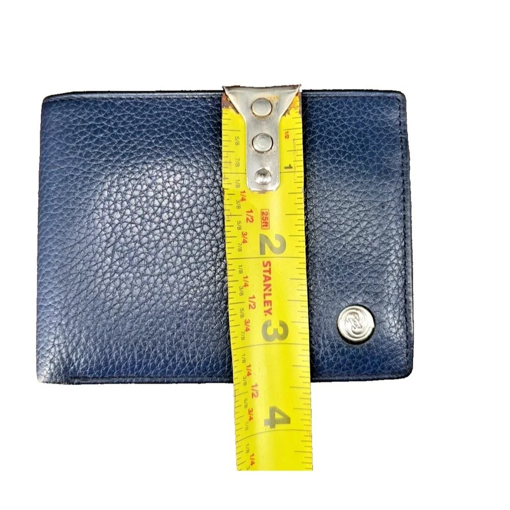 Vakko Navy Pebbled Leather Bifold Wallet